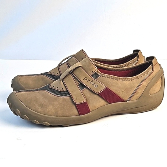 Clarks Privo Leather Tan Maroon & Olive Slip On Comfort Oxford Sneaker - Picture 1 of 16